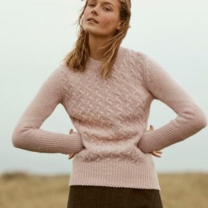 Wool Cashmere Cable Round Neck Sweater by Aran Sweater Market